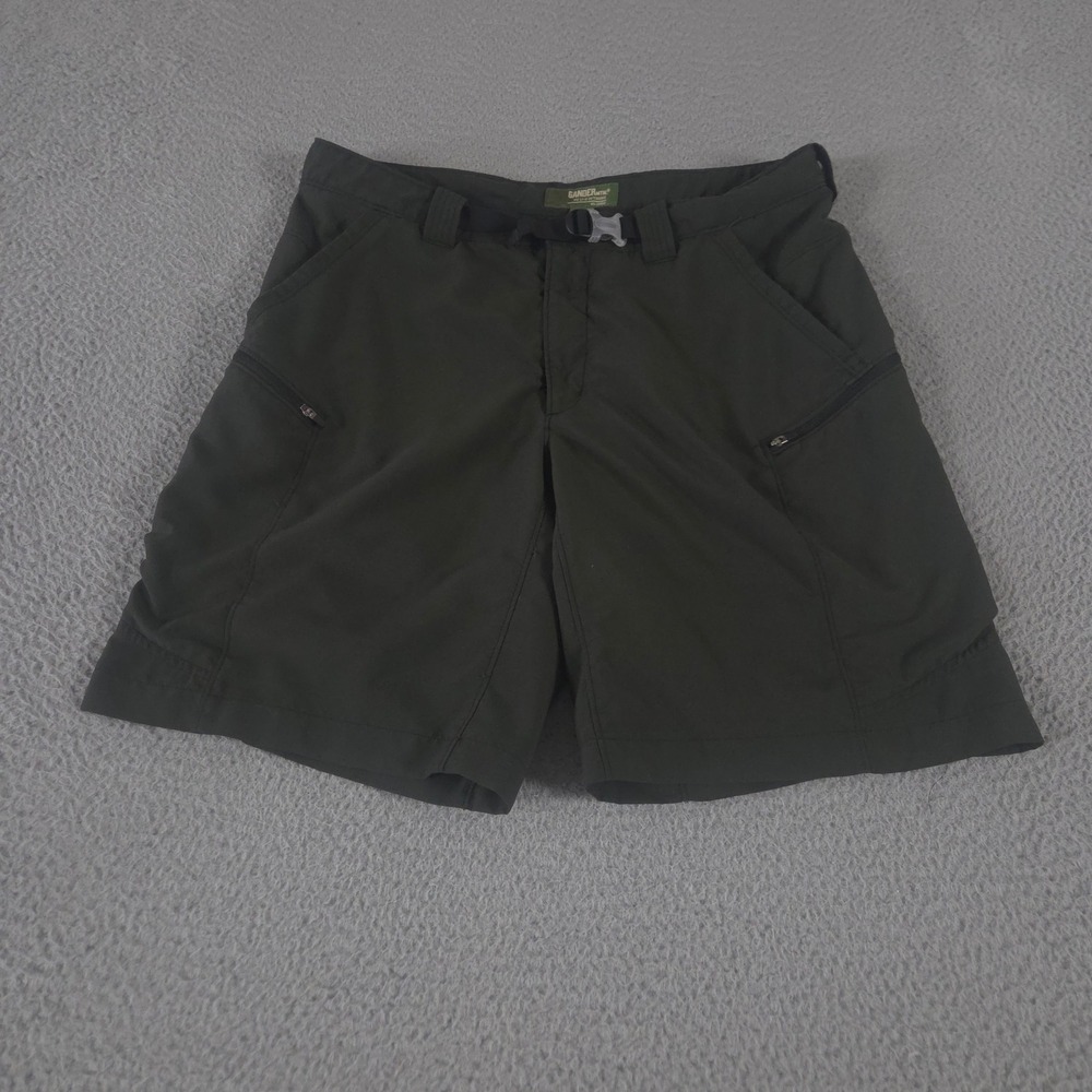 Gander Mountain Shorts Mens 34 Green Polyester Cargo Pockets Integrated Belt